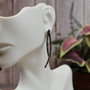 NEW JOE FRESH BLACK RHINESTONE DANGLE PIERCED EARRINGS